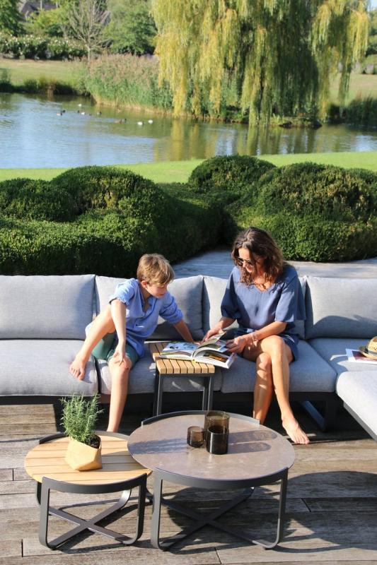 Кофейный столик Boden Brafritid антрацит/коричневый, алюминий/закаленное стекло с керамической печатью фото 6