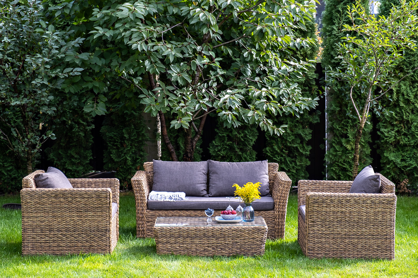 Капучино журнальный столик из искусственного ротанга (гиацинт), цвет соломенный фото 5