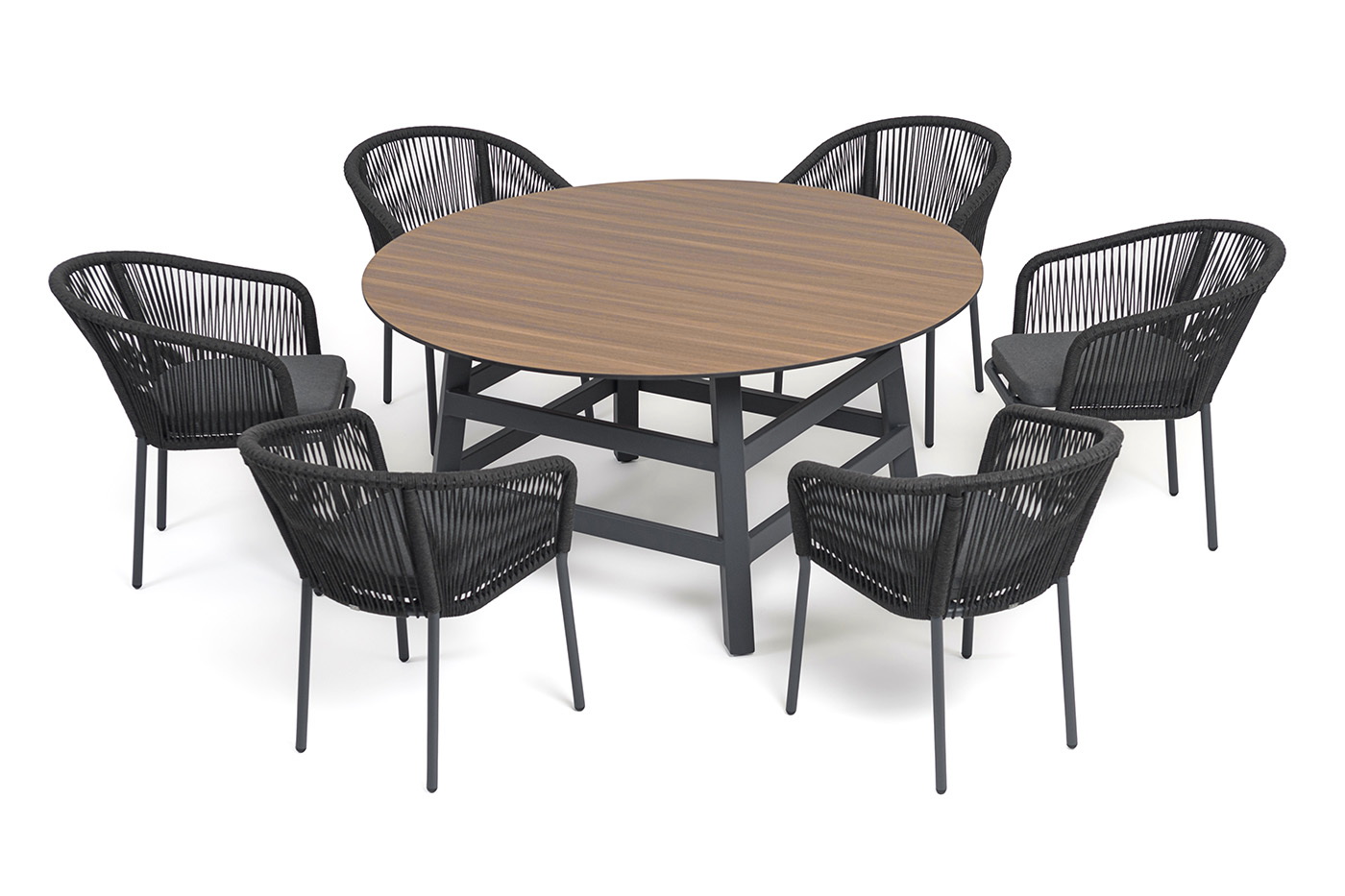Рио обеденная группа на 6 персон, стол HPL дуб, цвет темно-серый фото 1