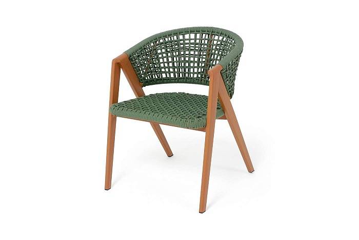 Стул Амстердам 4SIS плетеный из роупа, каркас алюминий, роуп зеленый круглый фото 1