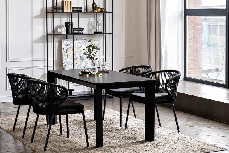 Обеденная группа Венето 4SIS на 4 персоны со стульями "Милан", каркас темно-серый, роуп темно-серый фото 7