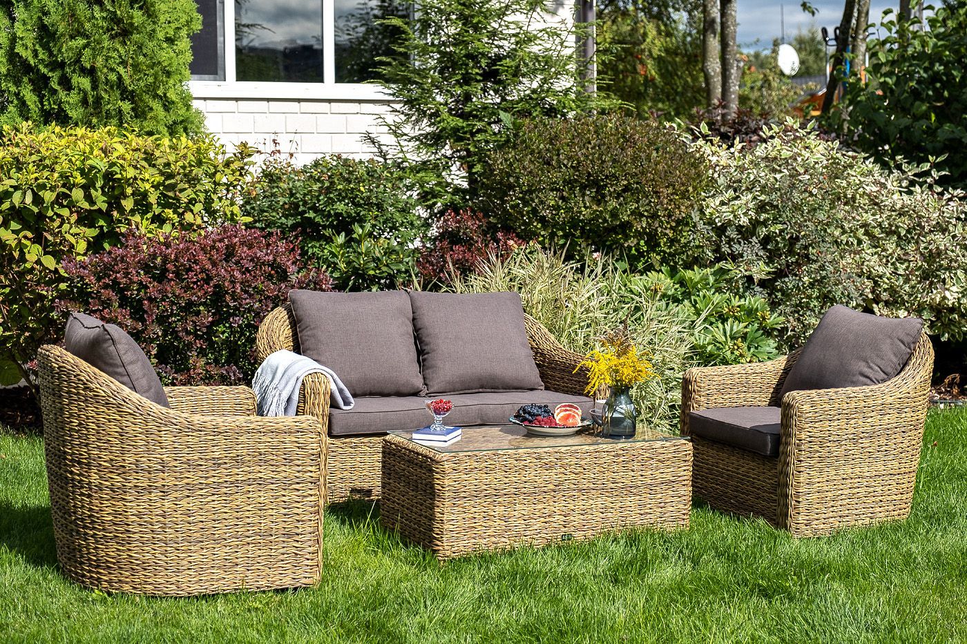 Кресло Кон Панна 4SIS из искусственного ротанга (гиацинт), цвет соломенный фото 7