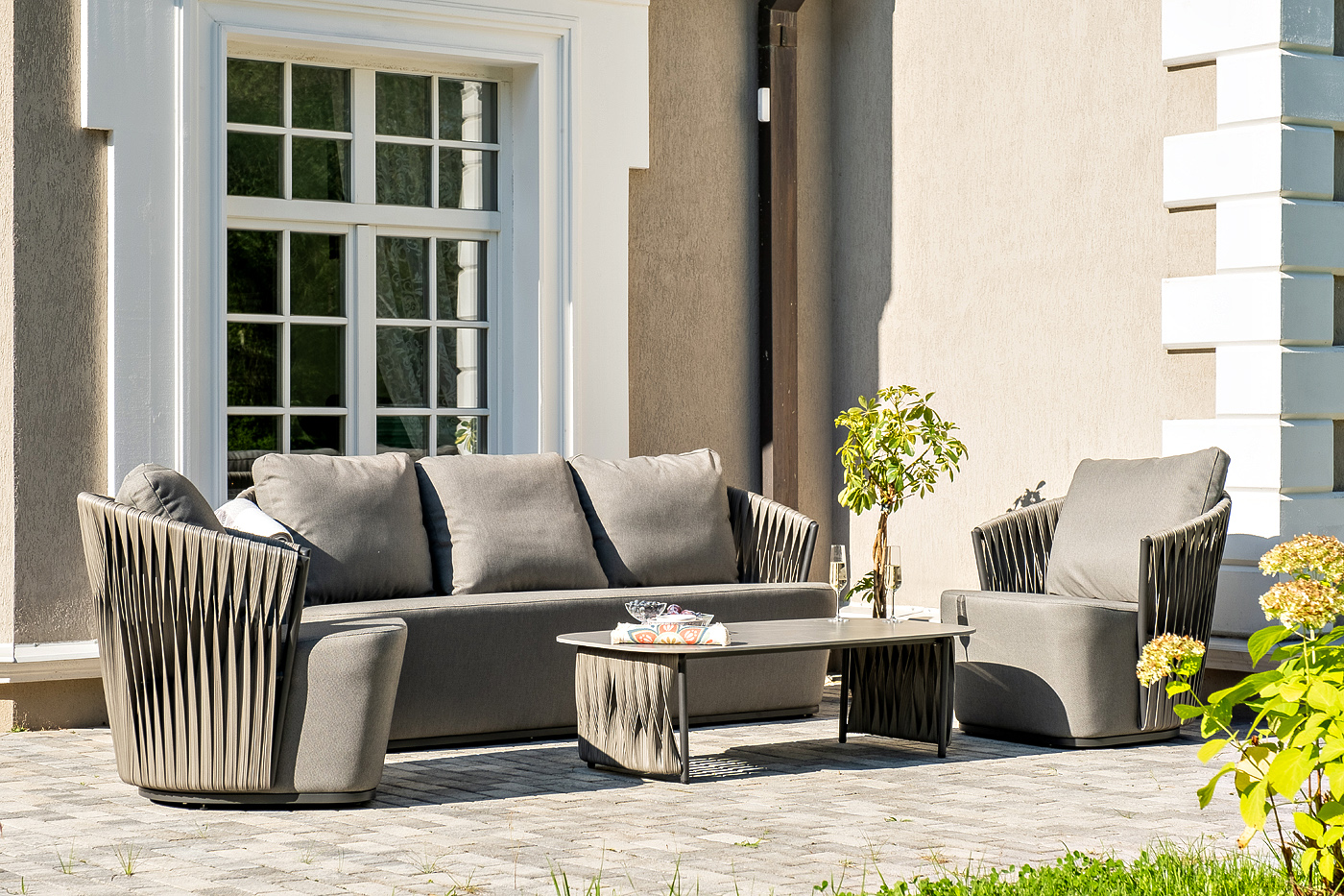 Флоренция лаунж-зона из искусственного ротанга, цвет графит фото 2