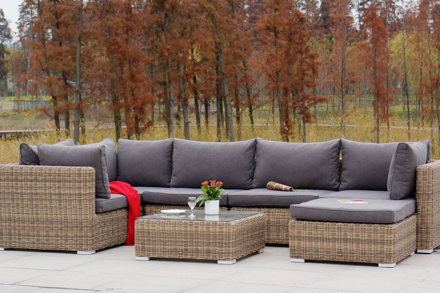 Лунго трансформирующийся диван из искусственного ротанга, цвет соломенный фото 6