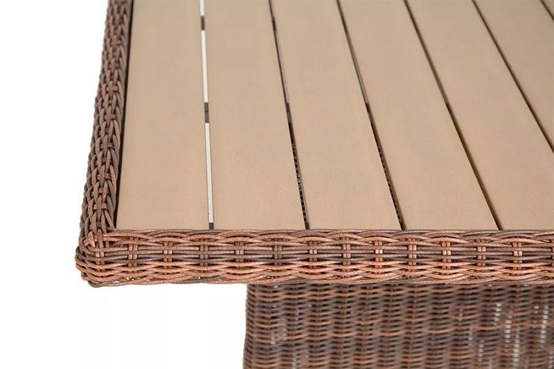 Плетеный обеденный стол Бергамо 4SIS из искусственного ротанга, цвет коричневый фото 4