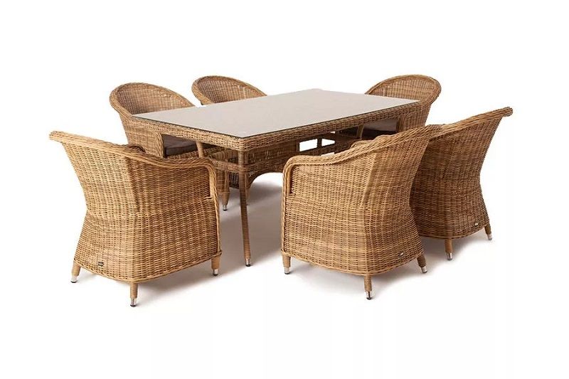 Обеденная группа Эспрессо 4SIS из искусственного ротанга, цвет соломенный фото 1