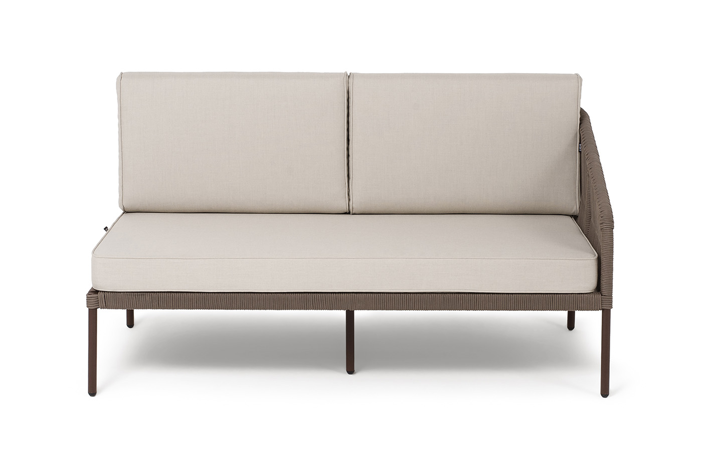 Канны левый модуль плетеный из роупа, каркас алюминий коричневый (RAL8016) муар, роуп коричневый круглый, ткань бежевая 15052 фото 2