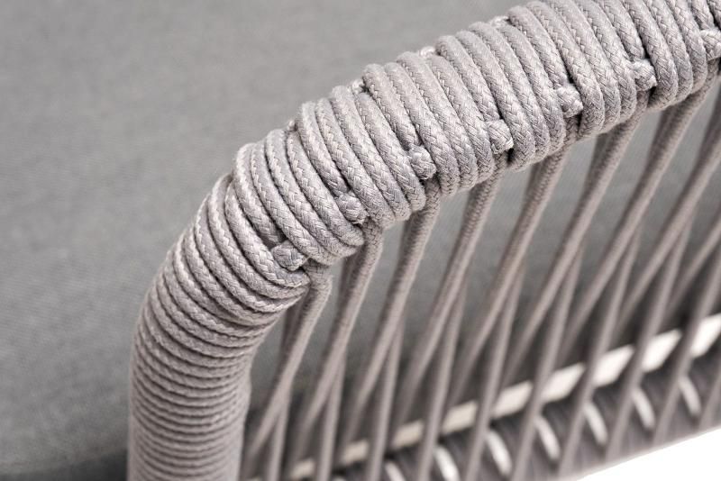 Обеденная группа Малага 4SIS на 6 персон со стульями "Марсель", каркас белый, роуп светло-серый фото 2