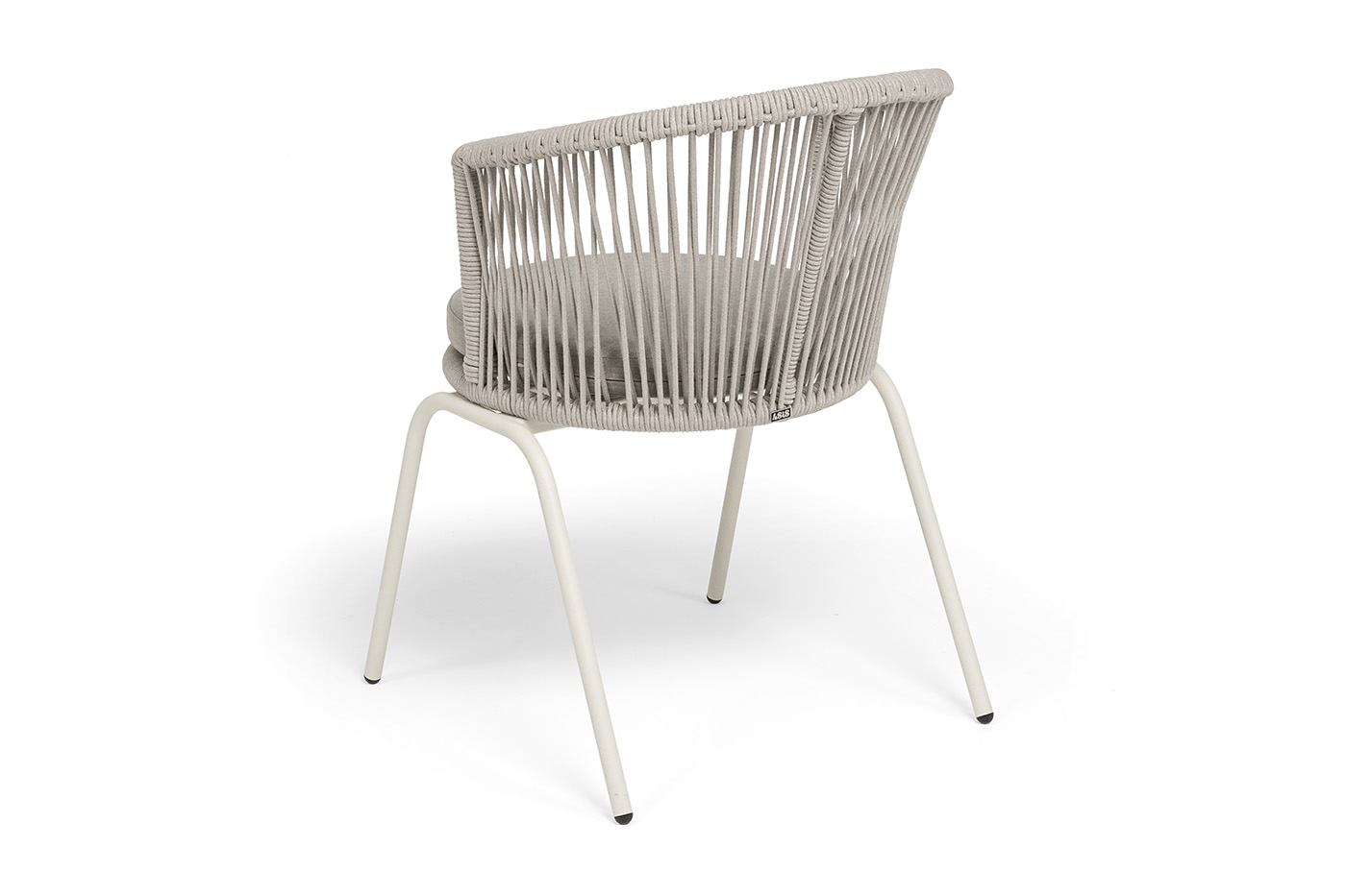 Люксембург стул плетеный из роупа, каркас из стали (RAL1013) муар, роуп бежевый круглый, ткань бежевая 15052 фото 5