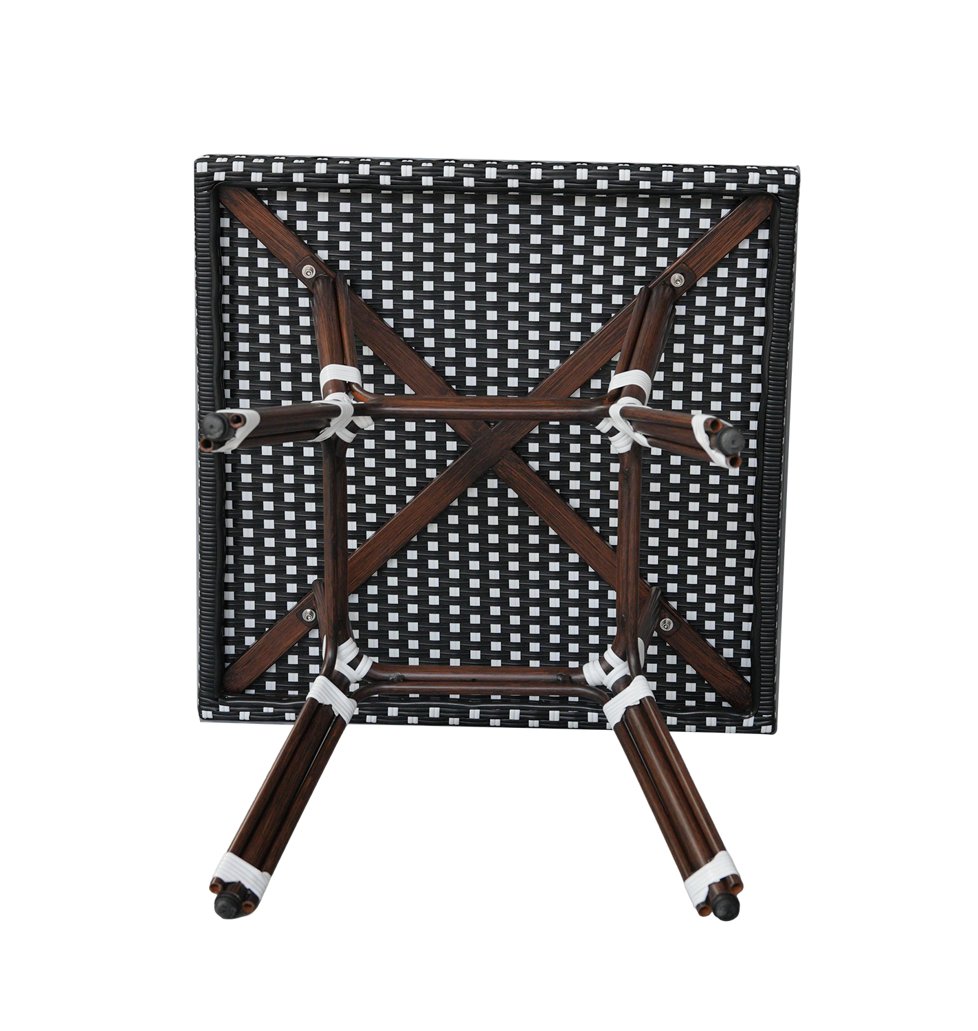 Кабри обеденная группа плетеная на 4 персоны, цвет черно-белый фото 3