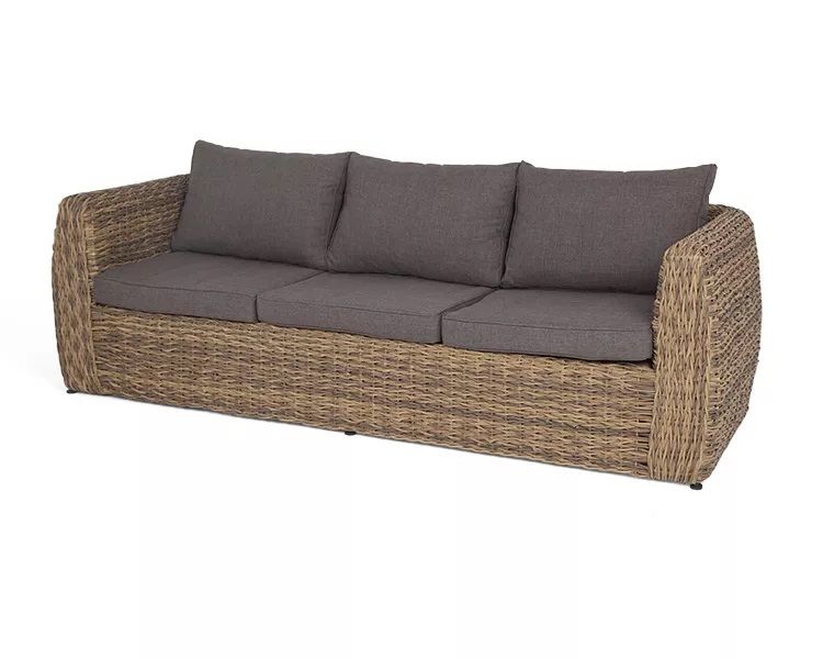 Диван трехместный Кальяри 4SIS из искусственного ротанга (гиацинт), цвет соломенный фото 1