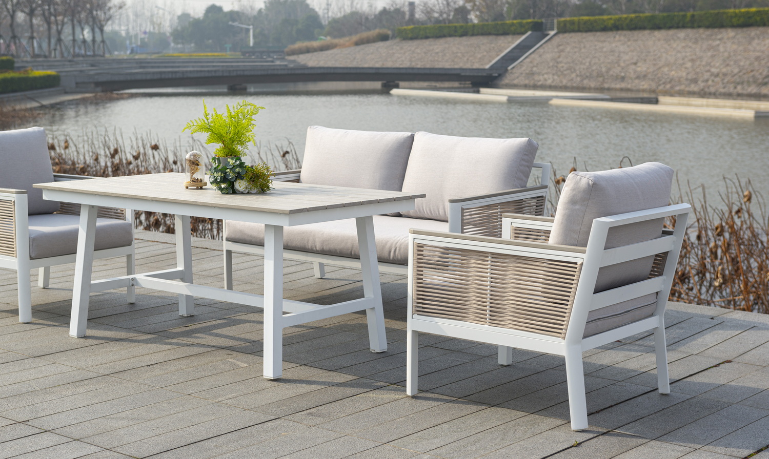 Сан Ремо стол обеденный из ДПК, каркас алюминиевый фото 6