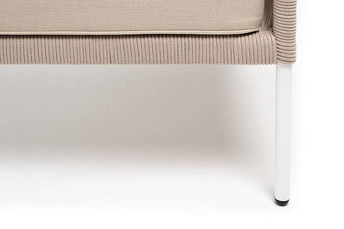 Кресло Канны 4SIS плетеное из роупа, каркас алюминий белый муар, роуп бежевый круглый, ткань бежевая 15052 фото 2