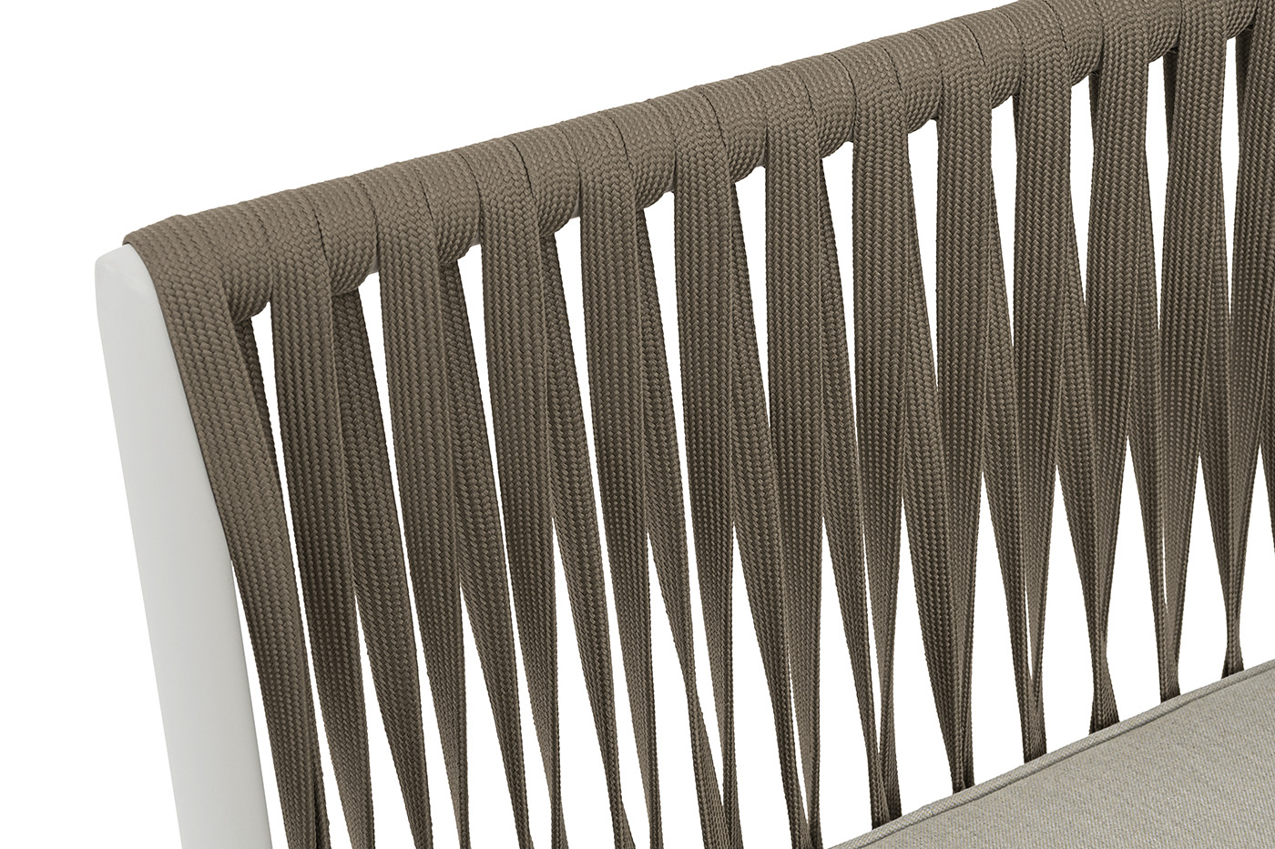 Касабланка правый модуль плетеный из роупа, каркас алюминий светло-серый (RAL7035) муар, роуп серо-коричневый 23мм, ткань бежевая 15052 фото 5