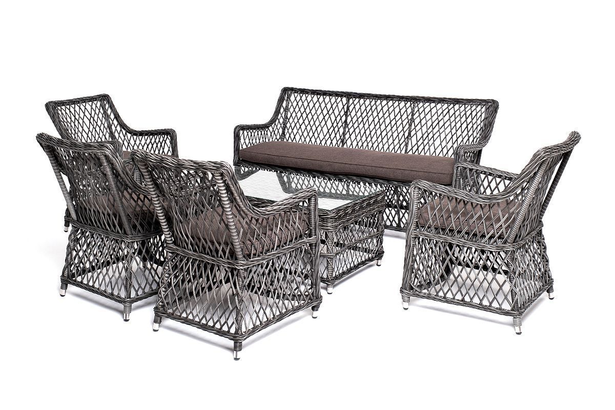 Лаунж-зона Асти 4SIS из искусственного ротанга, цвет графит 6 персон фото 1