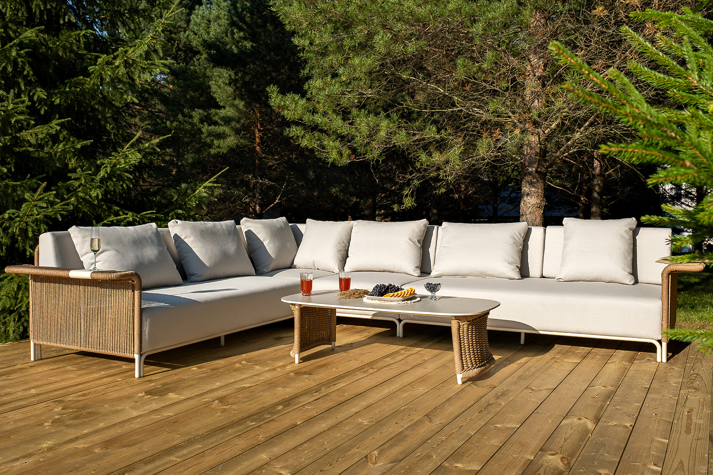 Мальдивы трансформирующаяся лаунж-зона из искусственного ротанга, цвет соломенный фото 2