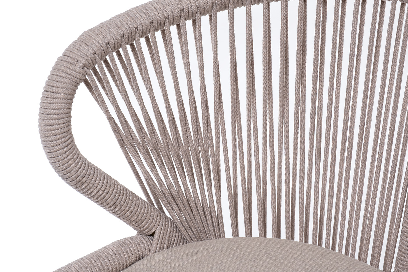 Милан стул плетеный из роупа, каркас алюминий (RAL1001), роуп бежевый круглый, ткань бежевая фото 6