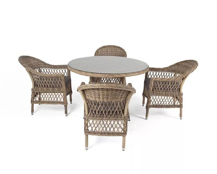 Обеденная группа Дольче 4SIS из искусственного ротанга, цвет соломенный фото 2