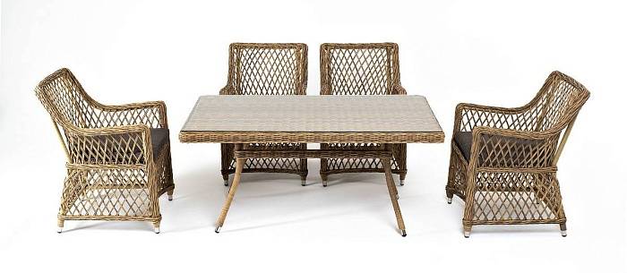 Обеденная Латте–140 L 4SIS группа плетеная, цвет соломенный фото 1