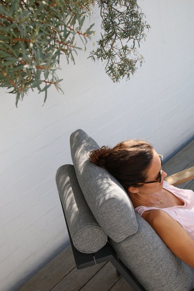 Кресло Malmo Brafritid с пуфом,антрацит/серый, алюминий/тик фото 2