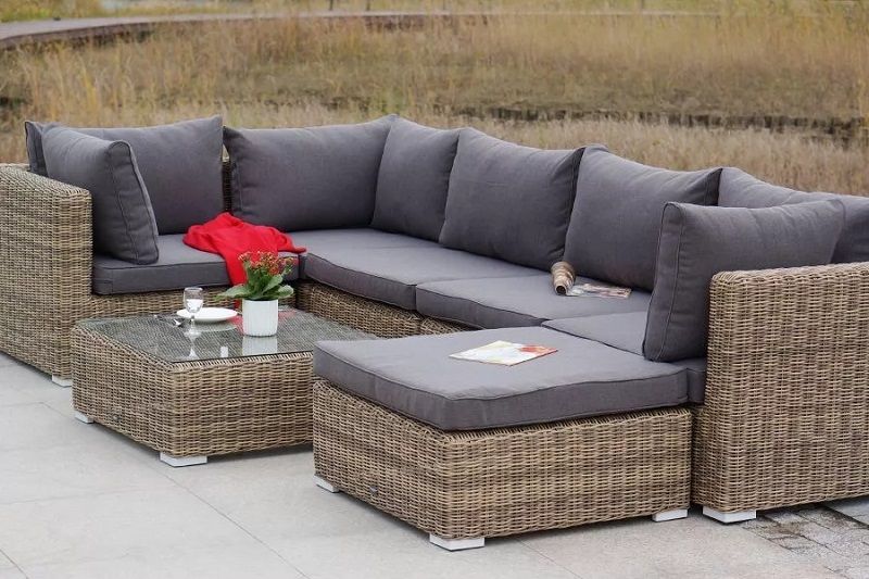 Лаунж-зона трансформирующаяся Лунго 4SIS из искусственного ротанга, цвет соломенный фото 5