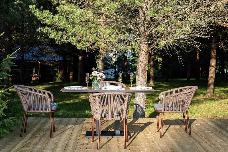 Обеденная группа Каффе Дабл 4SIS из искусственного ротанга на 4 персоны, цвет дуб фото 3