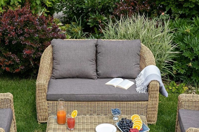 Диван двухместный Кон Панна 4SIS из искусственного ротанга, цвет соломенный фото 7