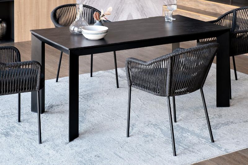 Обеденная группа Венето 4SIS на 4 персоны со стульями "Лион", каркас темно-серый, роуп темно-серый фото 2