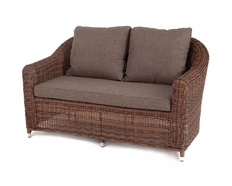 Диван двухместный Кон Панна 4SIS из искусственного ротанга, цвет коричневый фото 1