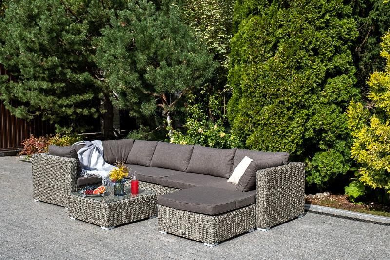 Лаунж-зона трансформирующаяся Лунго 4SIS из искусственного ротанга, цвет серый фото 3