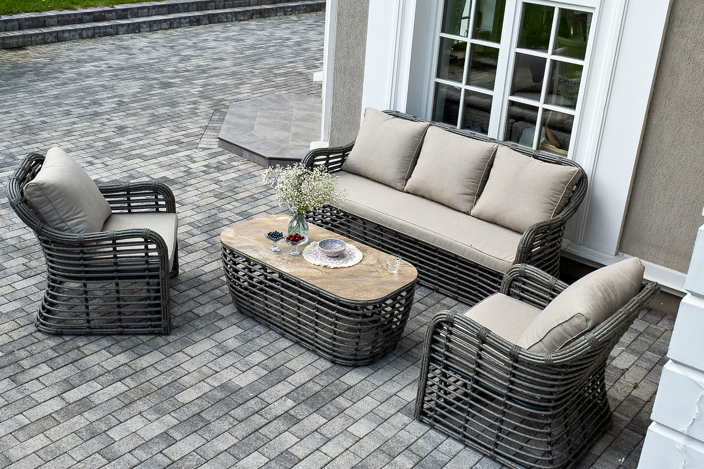 Ницца лаунж-зона из искусственного ротанга, цвет бронзовый фото 3