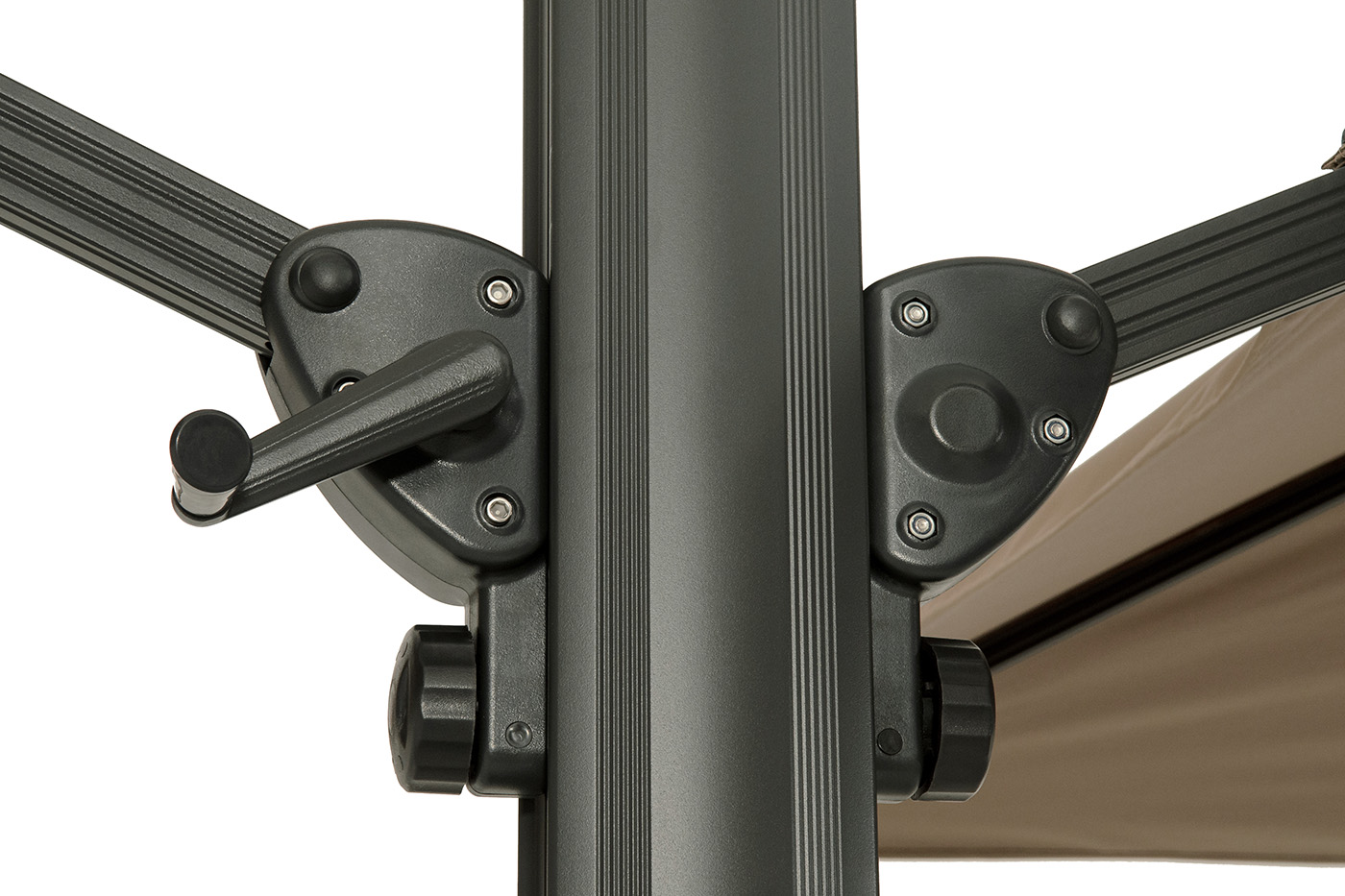 Фабриано зонт двухкупольный 3x3м на алюминиевой опоре, тент темно-серый фото 7