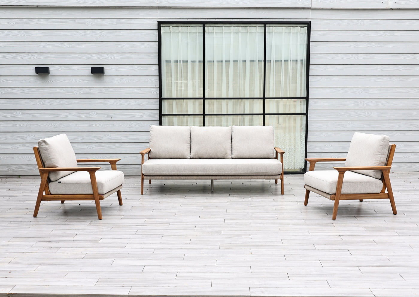 Копенгаген лаунж-зона 5-местная плетеная из роупа, каркас тик, цвет бежевый фото 2