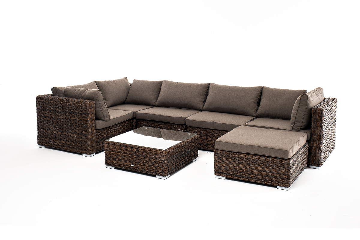 Лунго трансформирующаяся лаунж-зона из искусственного ротанга (гиацинт), цвет коричневый фото 3