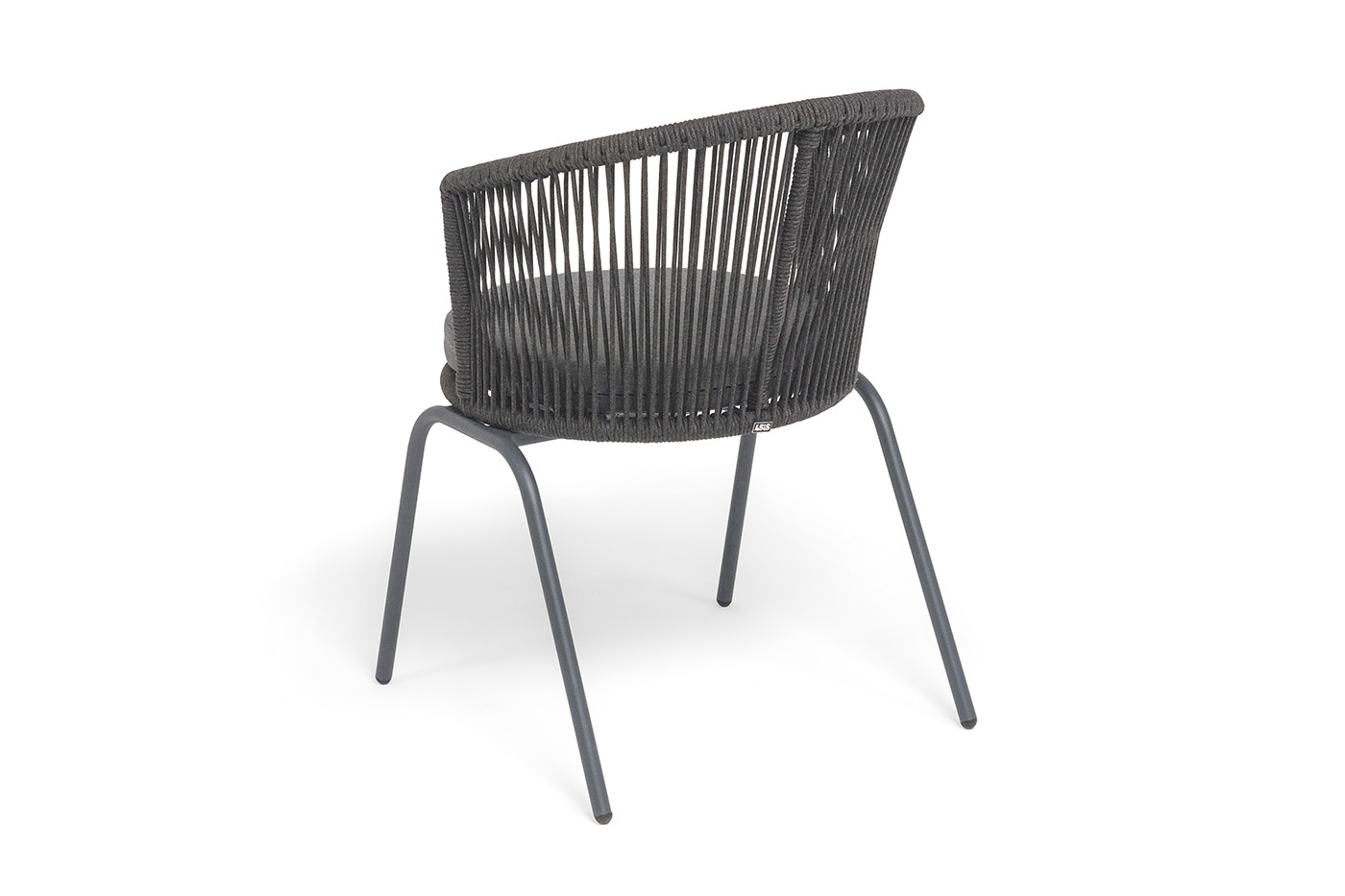 Люксембург стул плетеный из роупа, каркас из стали темно-серый (RAL7024) муар, роуп темно-серый круглый, ткань темно-серая 027 фото 5