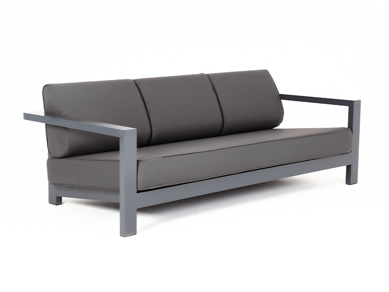 Гранада диван 3-местный, каркас алюминий темно-серый (RAL7024) муар, ткань темно-серая 027 фото 2