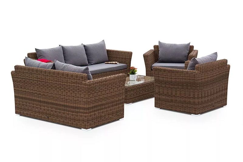 Лаунж-зона Капучино Дабл 4SIS из искусственного ротанга, цвет коричневый фото 1