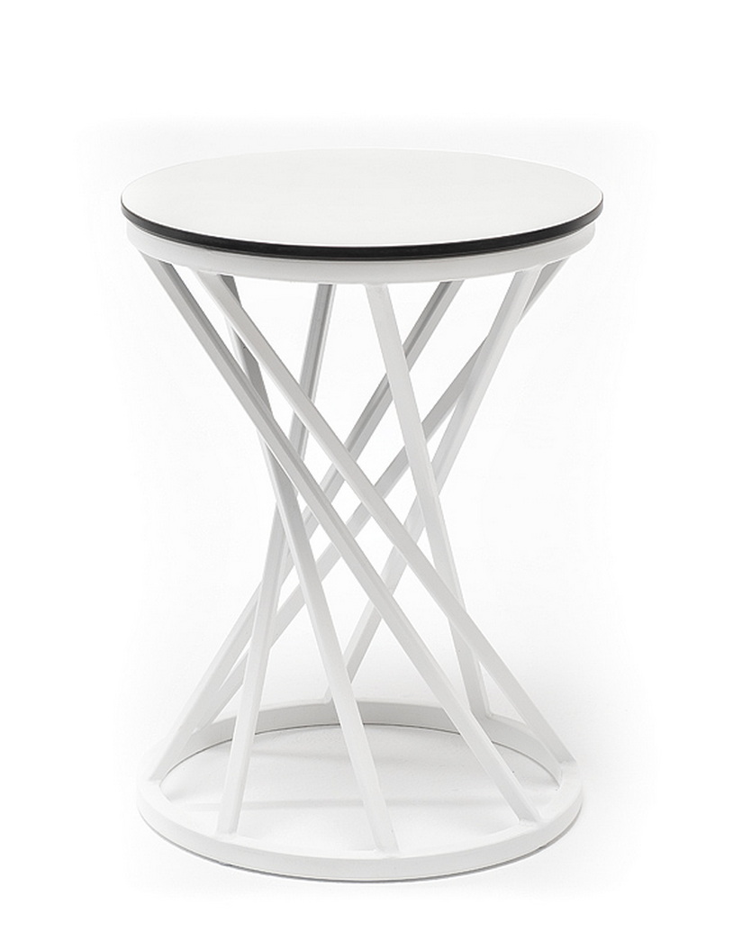 Сантьяго журнальный стол из HPL круглый Ø40 H55, каркас из стали белый, цвет столешницы молочный фото 1