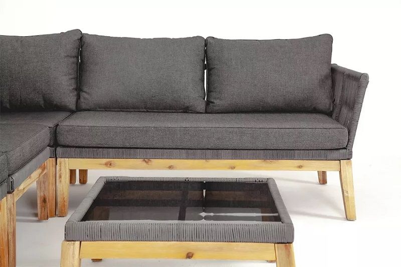 Лаунж-зона модульная Барселона 4SIS из роупа (веревки), каркас из акации фото 4