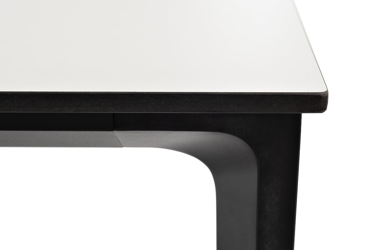 Малага обеденный стол из HPL 160х80см, цвет молочный, каркас черный фото 5