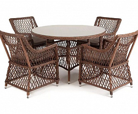 Обеденная группа Доппио 4SIS из искусственного ротанга, цвет коричневый