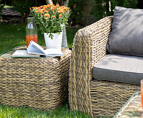 Кальяри кофейный столик из искусственного ротанга (гиацинт), цвет соломенный