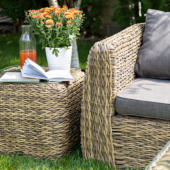 Кальяри кофейный столик из искусственного ротанга (гиацинт), цвет соломенный фото 3