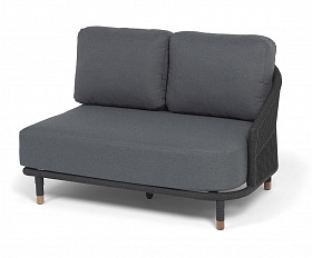 Верона левый модуль плетеный из роупа, каркас алюминий темно-серый (RAL7024) муар, роуп темно-серый круглый, ткань темно-серая 027, L131х89