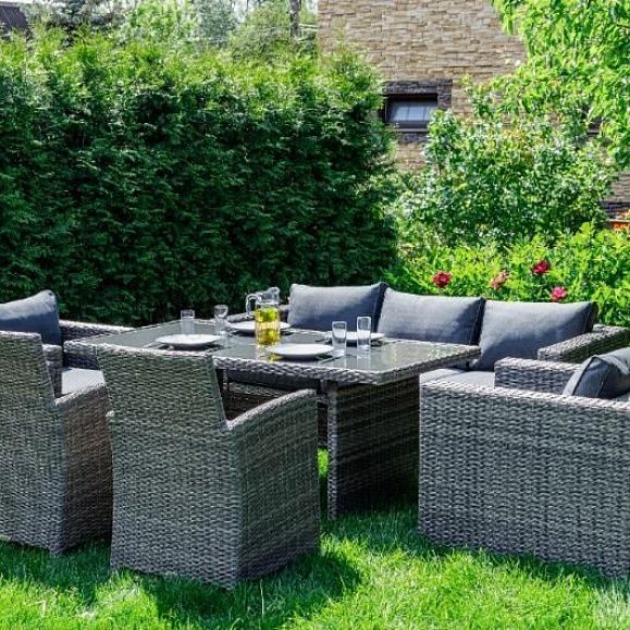 Обеденный комплект Karl plus Royal Family из искусственного ротанга, цвет серый фото 1