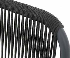 Ането стул плетеный из роупа, каркас алюминий темно-серый (RAL7024) муар, роуп темно-серый круглый, ткань темно-серая 027