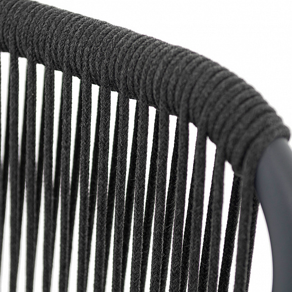 Ането стул плетеный из роупа, каркас алюминий темно-серый (RAL7024) муар, роуп темно-серый круглый, ткань темно-серая 027 фото 5