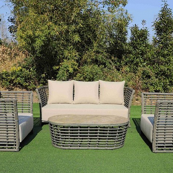 Лаунж-Зона Валенсия 4SIS из искусственного ротанга, цвет серый фото 1