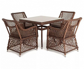 Плетеная обеденная группа Айриш 4SIS из искусственного ротанга, цвет коричневый