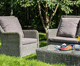 Диван трехместный Гляссе 4SIS из искусственного ротанга (гиацинт), цвет графит